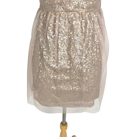 Irreplaceable Sparkly Sequin Tulle Cocktail Camisole Mini Dress Juniors M Gold - Picture 4 of 10